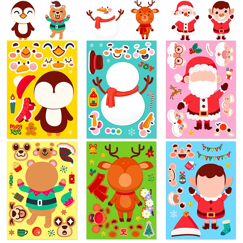 6piece Cartoon Christmas Face Changing Stickers New DIY Puzzle Cute Kids Sticker Skateboard Mobile Phone Decoration Waterproof
6piece Cartoon Christmas Face Changing Stickers New DIY Puzzle Cute Kids Sticker Skateboard Mobile Phone Decoration Waterproof
