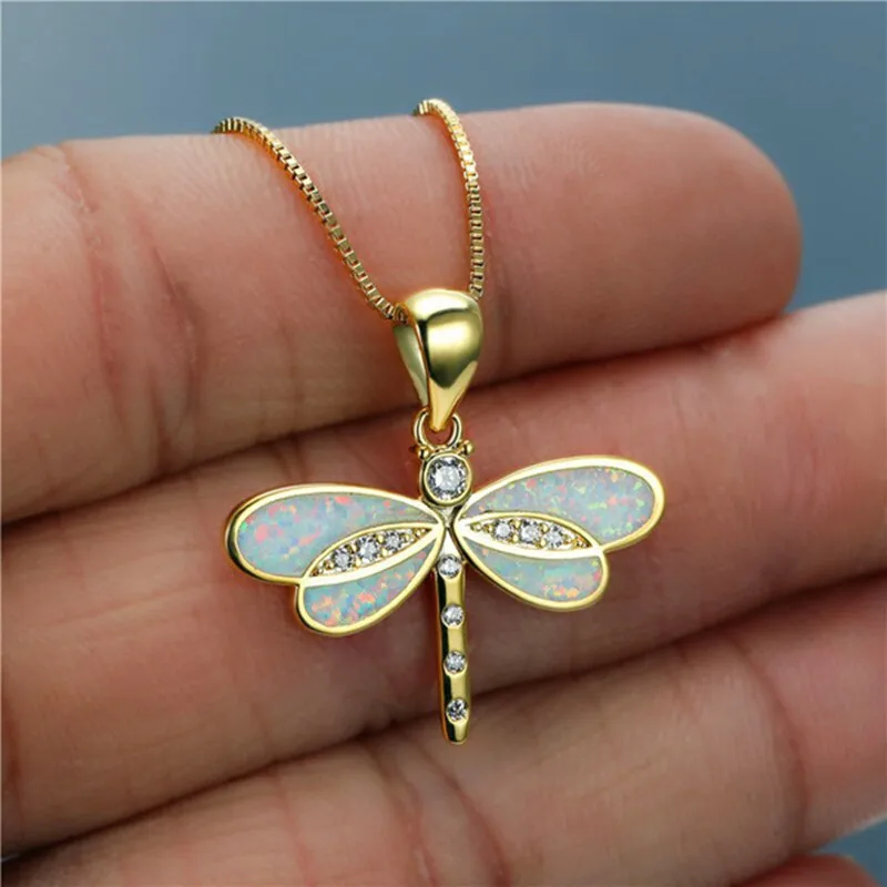 New fashion delicate white imitation opal Dragonfly women's Pendant Necklace 
New fashion delicate white imitation opal Dragonfly women's Pendant Necklace