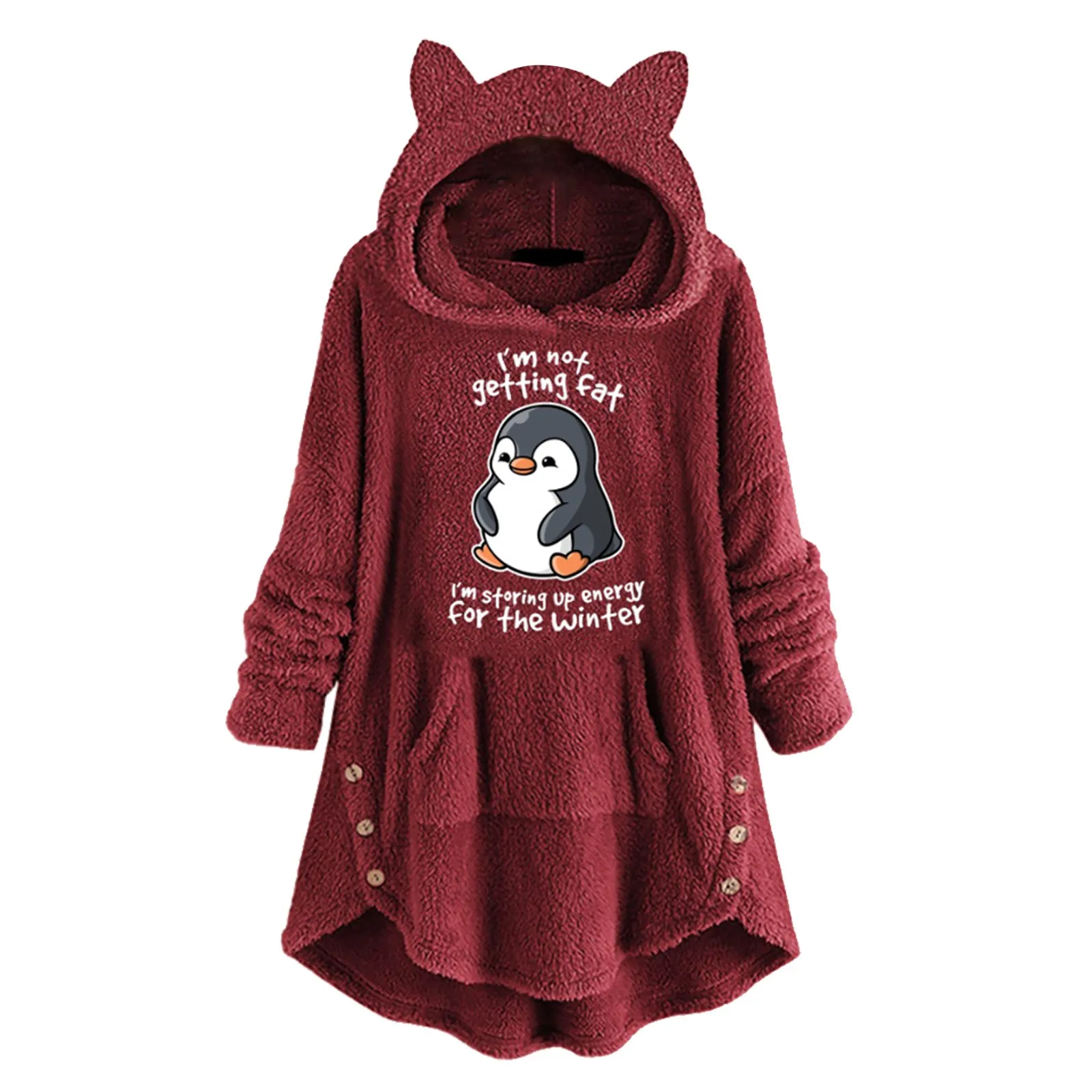 Ladies Shirt Long Sleeve Cat Ear Hoodie Cute Print Button Fleece Sweatshirts for Women Full Zip Womens Long Zip up Sweatshirt
Ladies Shirt Long Sleeve Cat Ear Hoodie Cute Print Button Fleece Sweatshirts for Women Full Zip Womens Long Zip up Sweatshirt