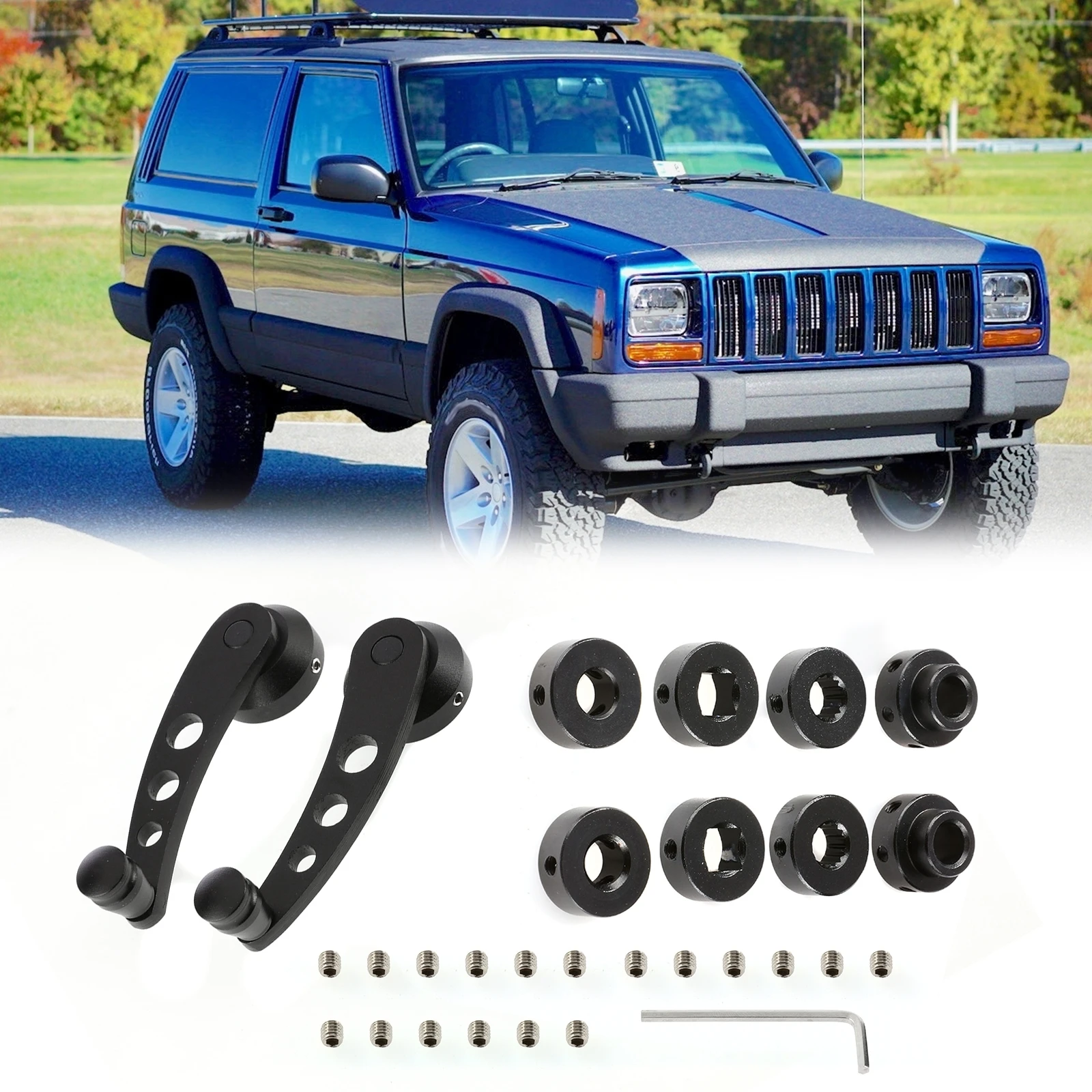 Universal Aluminum Manual Window Riser Lever Winding Handles Black Silver Car Window Winders Door Cranks Handles Kit 
Universal Aluminum Manual Window Riser Lever Winding Handles Black Silver Car Window Winders Door Cranks Handles Kit