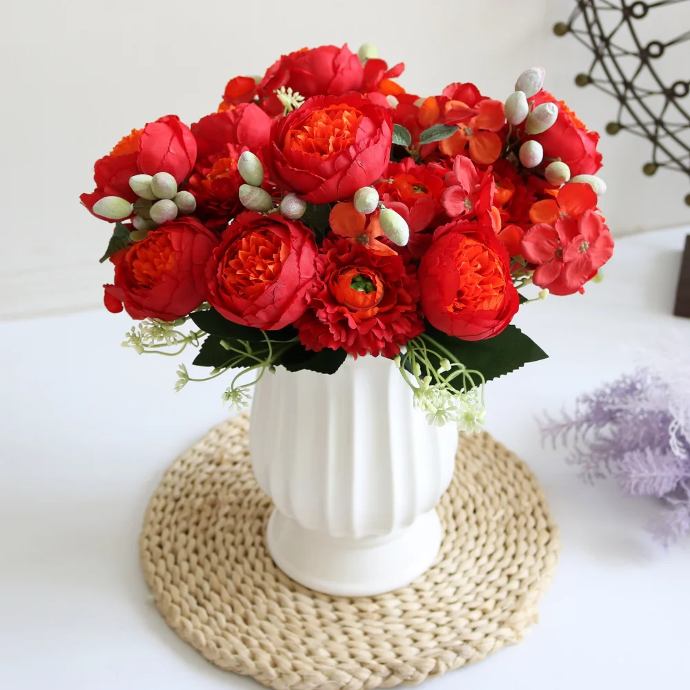 32CM Peony Bouquet Artificial Flowers Silk Rose Vase For DIY Living Room Home Decor Garden Wedding Decorative Fake Plants
32CM Peony Bouquet Artificial Flowers Silk Rose Vase For DIY Living Room Home Decor Garden Wedding Decorative Fake Plants