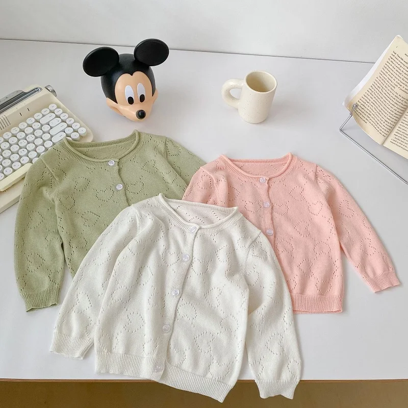 Трикотажный кардиган для новорожденных девочек, ажурная Солнцезащитная рубашка с длинным рукавом и сердечками, верхняя одежда, свитер, пал... 
Трикотажный кардиган для новорожденных девочек, ажурная Солнцезащитная рубашка с длинным рукавом и сердечками, верхняя одежда, свитер, пал...