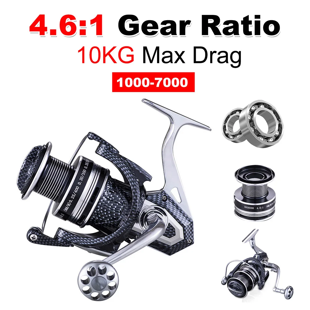 Metal Spinning Reel 1000-7000 Series Fishing Reel Spool 10KG Max Drag Foldable Handle Carp Fishing Freshwater Saltwater Tackle
Metal Spinning Reel 1000-7000 Series Fishing Reel Spool 10KG Max Drag Foldable Handle Carp Fishing Freshwater Saltwater Tackle