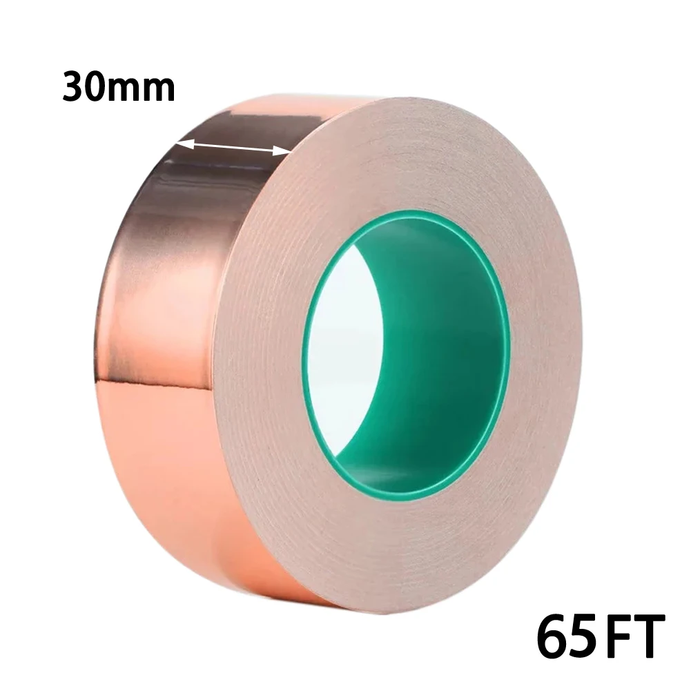 65FT Single Conduction Copper Foil Tape EMI Shielding Conductive Tape 12-50mm Fire Retardant And Fade Resistant Tape
65FT Single Conduction Copper Foil Tape EMI Shielding Conductive Tape 12-50mm Fire Retardant And Fade Resistant Tape