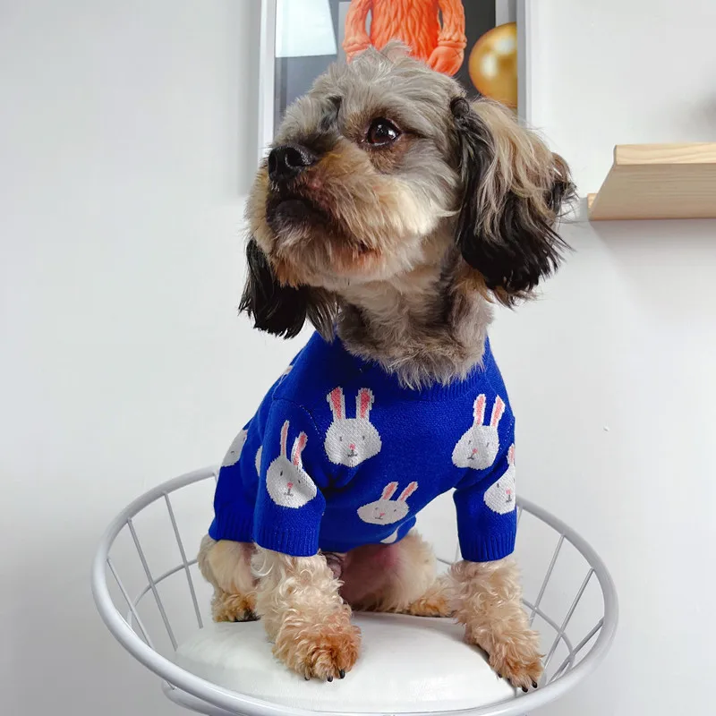 Rabbit Knitted Sweater Dog Clothes Cartoon Dogs Clothing Pet Outfits Cute Autumn Winter Yorkies Print Blue Boy Ropa Para Perro 
Rabbit Knitted Sweater Dog Clothes Cartoon Dogs Clothing Pet Outfits Cute Autumn Winter Yorkies Print Blue Boy Ropa Para Perro