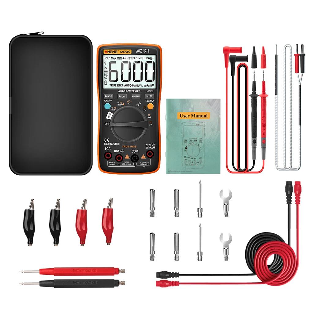 ANENG-AN9002 Multimeter LCD Backlight Auto-ranging Tester Current Frequency Detector True RMS Portable Meter Red
ANENG-AN9002 Multimeter LCD Backlight Auto-ranging Tester Current Frequency Detector True RMS Portable Meter Red