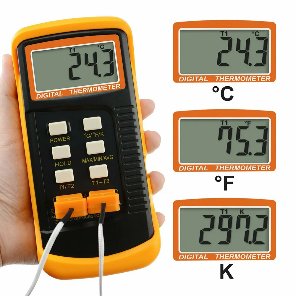 Digital Thermocouple K -Type Temperature Modes Dual-probe 5-digit Liquid Crystal Display With 4 Probe Temperature Measuring Tool
Digital Thermocouple K -Type Temperature Modes Dual-probe 5-digit Liquid Crystal Display With 4 Probe Temperature Measuring Tool