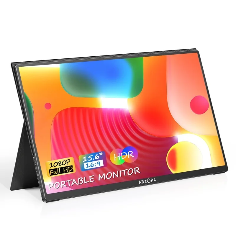 

15.6'' Ultra Slim Portable Monitor FHD 1080P External Display with Dual Speakers Second Screen for Laptop PC Phone