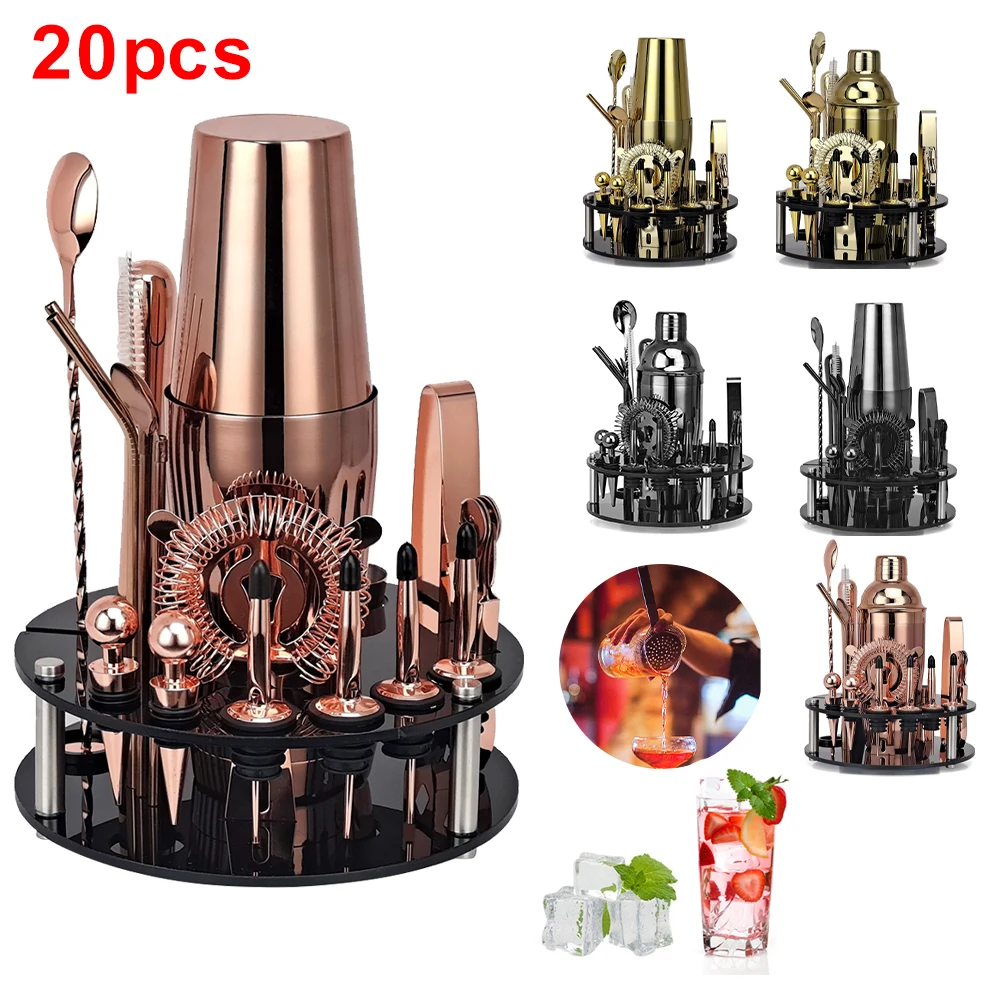 20pcs Cocktail Shaker Set Bartender Kit Stainless Steel Drink Mixer Shaker with Rotating Stand Bar Tools Bartender Accessories
20pcs Cocktail Shaker Set Bartender Kit Stainless Steel Drink Mixer Shaker with Rotating Stand Bar Tools Bartender Accessories