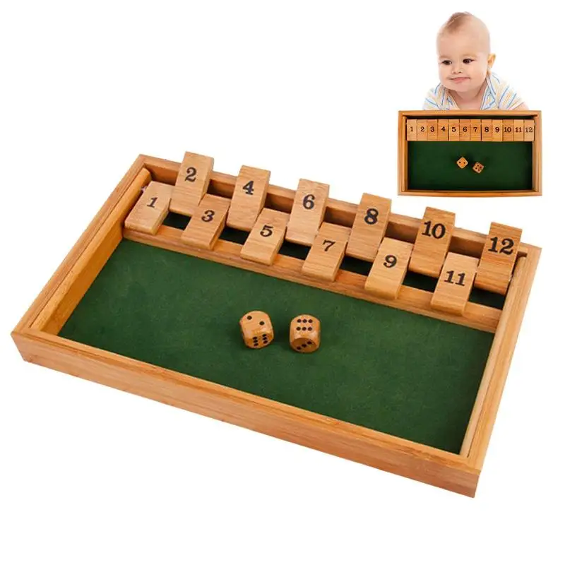 Деревянная настольная игра Shut Box с играми, 1-2 игрока, деревянные игральные кости, раскладные цифры, игровые кости для детей и семьи
Деревянная настольная игра Shut Box с играми, 1-2 игрока, деревянные игральные кости, раскладные цифры, игровые кости для детей и семьи