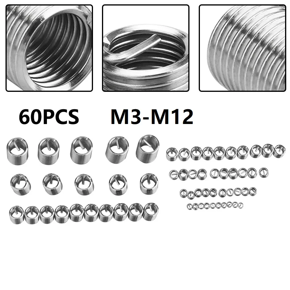 60pc M3-M12 304 Wire Thread Insert Repair Insert Kit Stainless Steel Locking Type Wire Screw Spiral Repair Tool For Hardware
60pc M3-M12 304 Wire Thread Insert Repair Insert Kit Stainless Steel Locking Type Wire Screw Spiral Repair Tool For Hardware