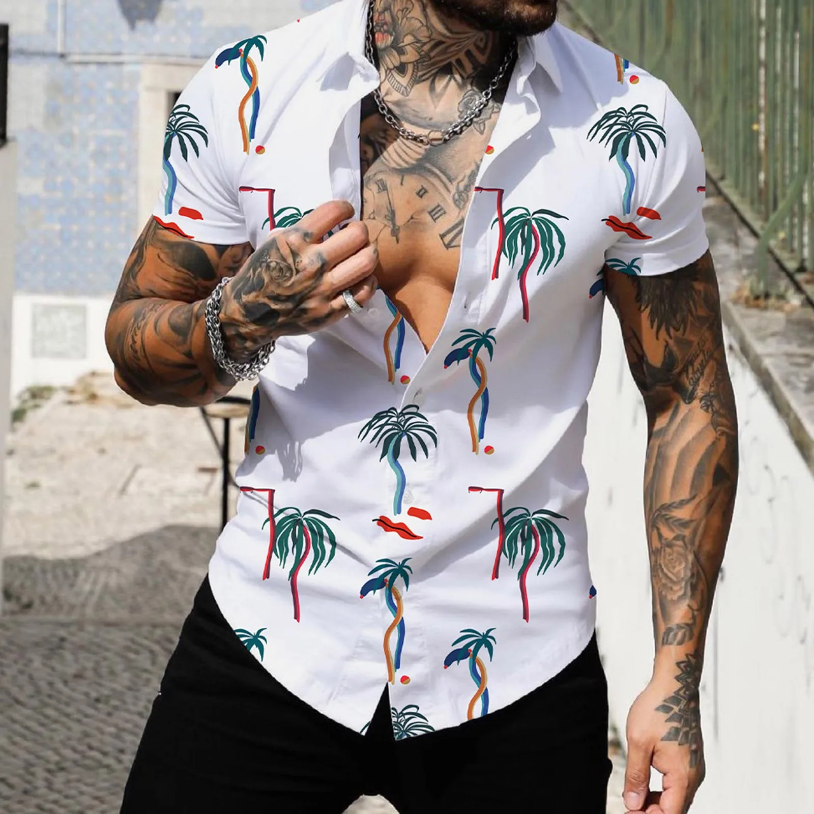 Casual Long Sleeve Men Spring Summer Single Breasted Casual Lapel Full Print Beach Short Sleeve Vacation Shirt Purple Men
Casual Long Sleeve Men Spring Summer Single Breasted Casual Lapel Full Print Beach Short Sleeve Vacation Shirt Purple Men