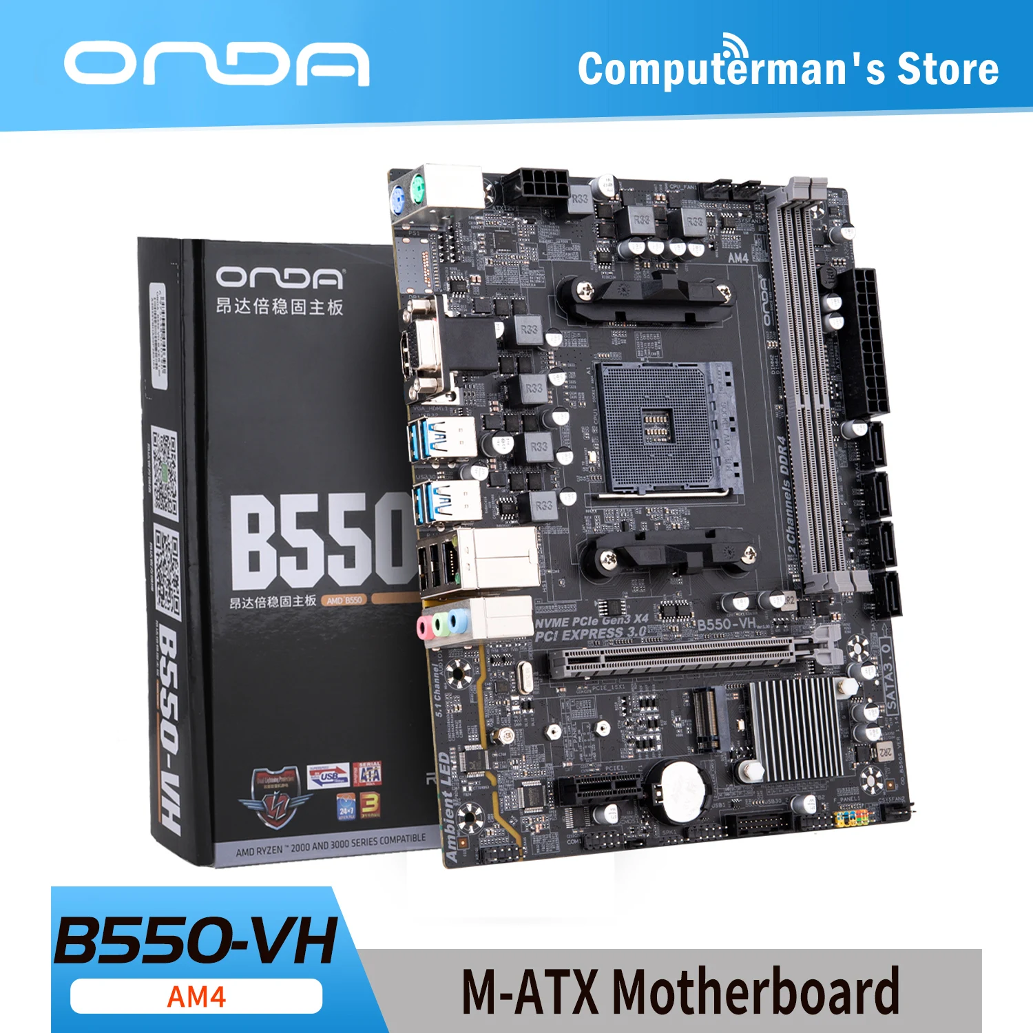 ONDA B550 VH M-ATX AMD B550 DDR4 ОЗУ 3600 МГц M.2 USB3.0 32 Гб двухканальный разъем AM4 материнская плата RYZEN 5600 серия ЦП
ONDA B550 VH M-ATX AMD B550 DDR4 ОЗУ 3600 МГц M.2 USB3.0 32 Гб двухканальный разъем AM4 материнская плата RYZEN 5600 серия ЦП