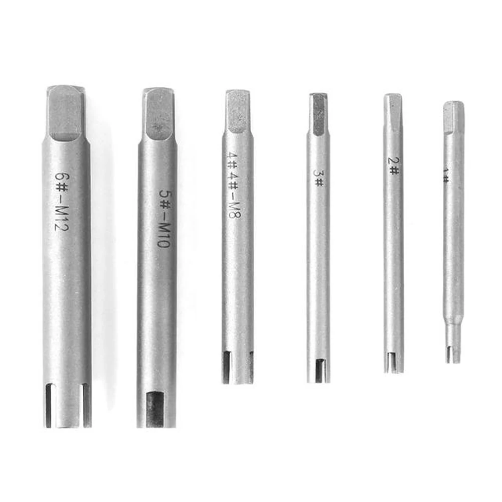 6pcs Screw Tap Extractor Kit M4-M12 Broken Head Screw Removal Remove Stripped Damaged Tools Handle Tools
6pcs Screw Tap Extractor Kit M4-M12 Broken Head Screw Removal Remove Stripped Damaged Tools Handle Tools