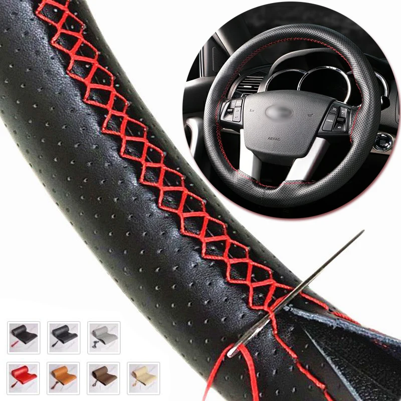 Car Steering Wheel Braid Cover DIY Texture Soft Non-slip Artificial leather Needles And Thread 7 Color Universal Car Accessories
Car Steering Wheel Braid Cover DIY Texture Soft Non-slip Artificial leather Needles And Thread 7 Color Universal Car Accessories