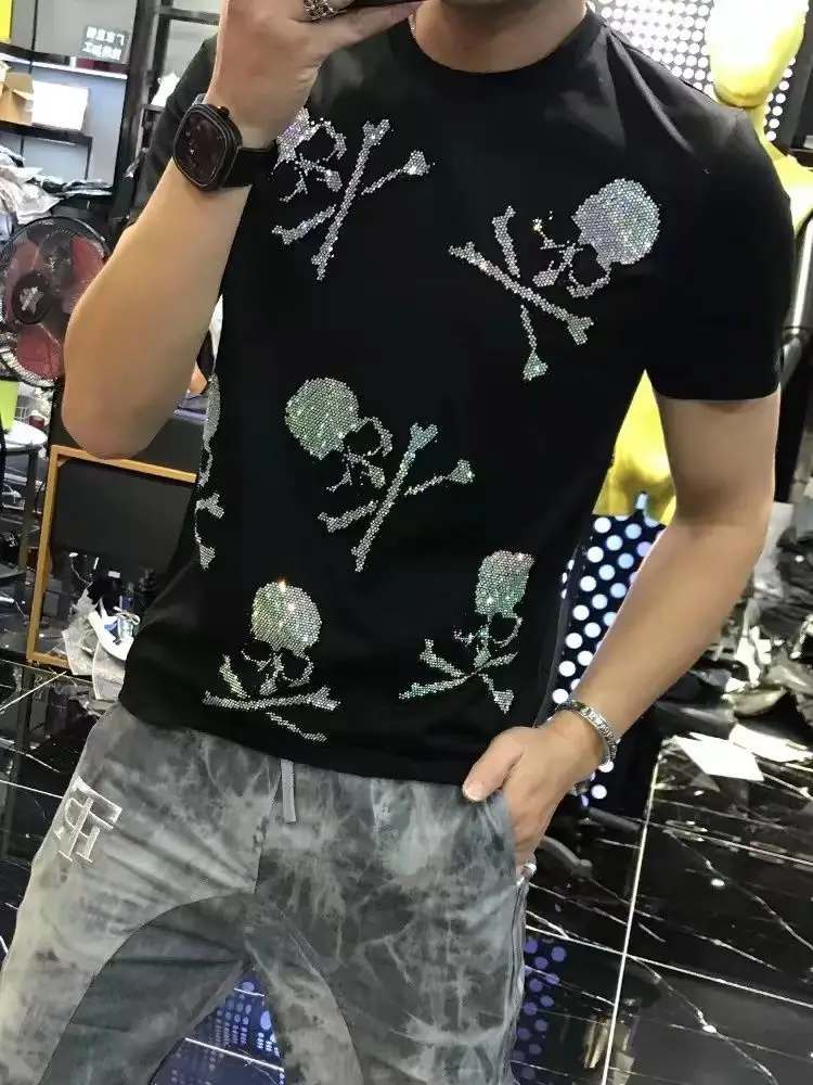 2022 Rhinestone t-Shirt Men's Short Sleeve British Fashion Casual Sport slim fit T Shirt for Men
2022 Rhinestone t-Shirt Men's Short Sleeve British Fashion Casual Sport slim fit T Shirt for Men