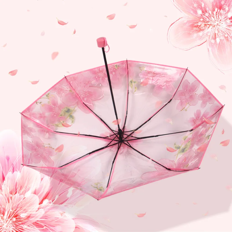 Princess Umbrella Plastic women's umbrella, transparent thick three cherry blossom umbrella, waterproof
Princess Umbrella Plastic women's umbrella, transparent thick three cherry blossom umbrella, waterproof