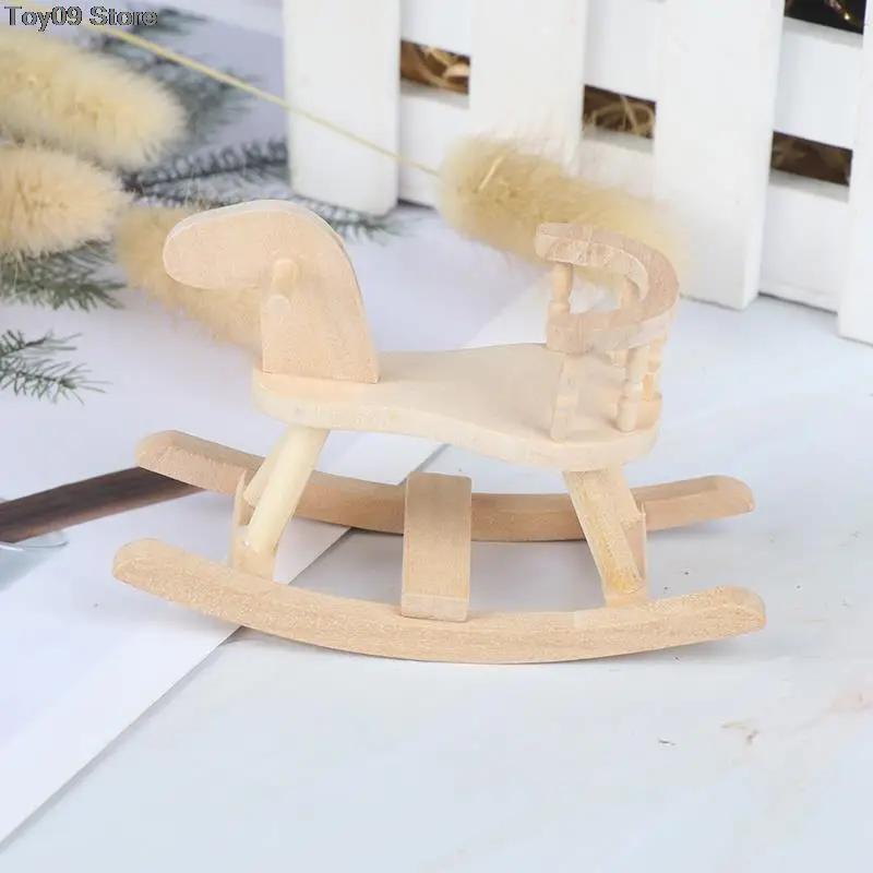 

Dollhouse Miniature Wooden Rocking Horse Chair Nursery Room Furniture 1:12 Doll House Accessories Furniture Toys for Children