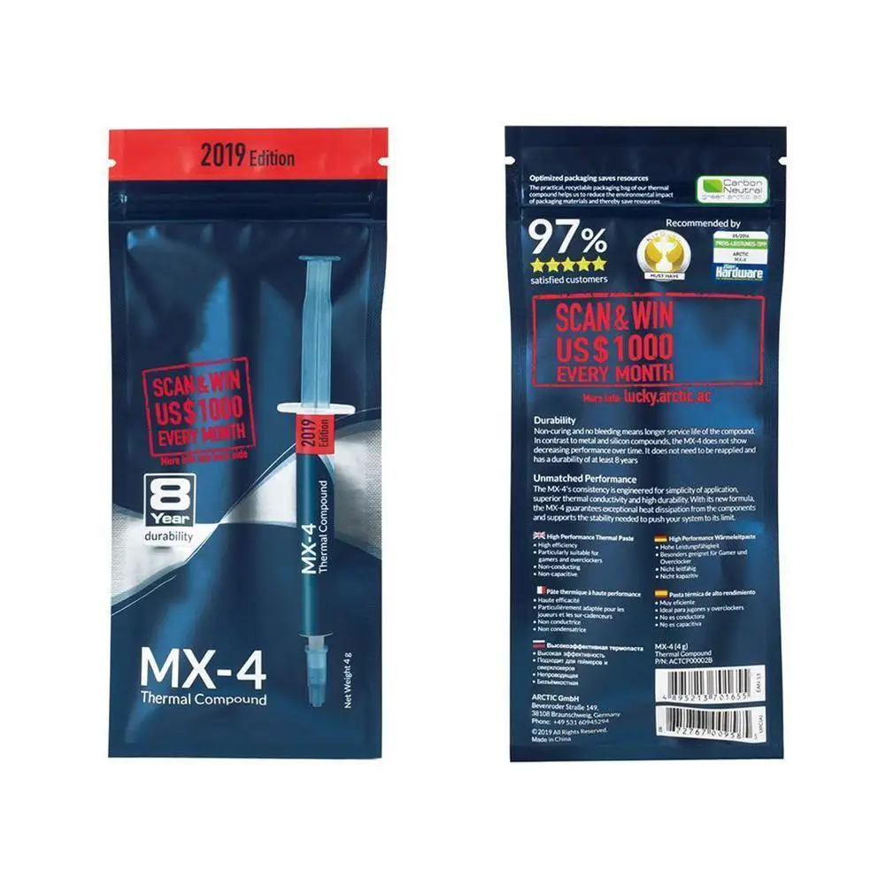 Thermal Paste MX-4 2g 4g MX4 Processor CPU Cooler Cooling Fan Thermal Grease VGA Compound Professional Heatsink Plaster Paste
Thermal Paste MX-4 2g 4g MX4 Processor CPU Cooler Cooling Fan Thermal Grease VGA Compound Professional Heatsink Plaster Paste