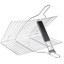 Fish Grilling Net Rectangle Fish Grill Net Premium Stainless Steel Folding Grilling Net Durable Outdoor Bbq Griddle for Camping