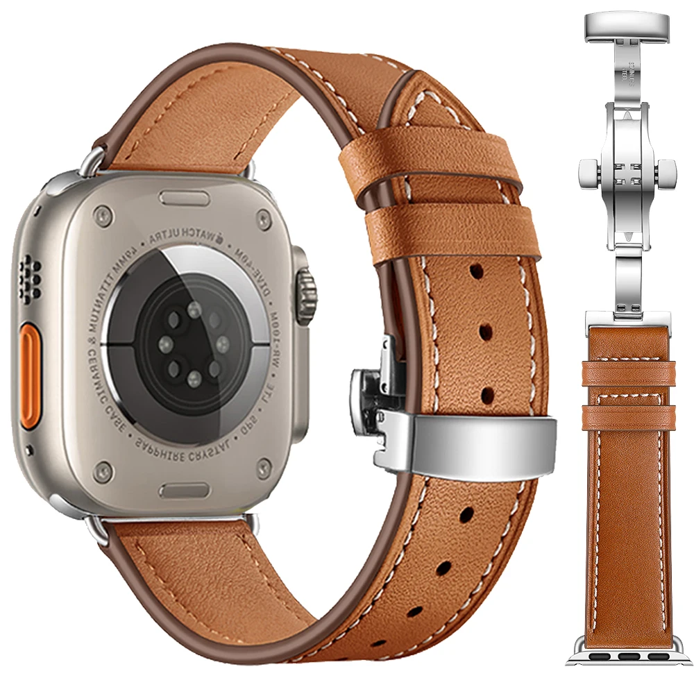 

Leather Strap For Apple watch band 45mm 44mm 49mm 40mm 41mm 45 mm watchband bracelet belt correa iwatch serie 3 5 6 SE 7 8 ultra