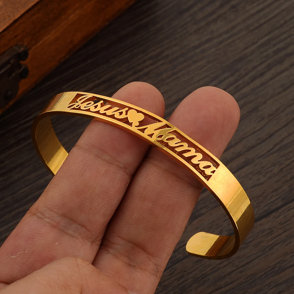 2022 24K Gold New Jesus Love Mama Bangle Letter Heart Bracelet For Women Girl Jewelry Wedding Gift
2022 24K Gold New Jesus Love Mama Bangle Letter Heart Bracelet For Women Girl Jewelry Wedding Gift