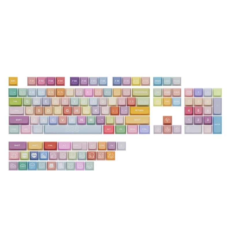 

133 Keys Cute Color Gummy Bears XDA Profile Keycaps PBT DYE-Sublimation Keycap for Mechanical Keyboards MX Switches
