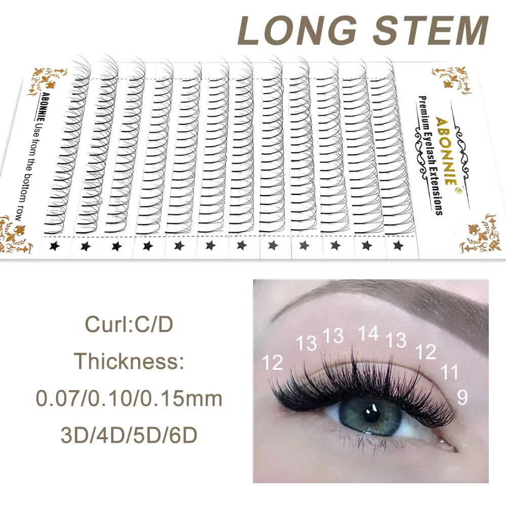 ABONNIE Premade Volume Fans D Curl Lash Tray Long Stem Russian Volume Eyelash Extensions Premade Lash Extension Faux Mink
ABONNIE Premade Volume Fans D Curl Lash Tray Long Stem Russian Volume Eyelash Extensions Premade Lash Extension Faux Mink