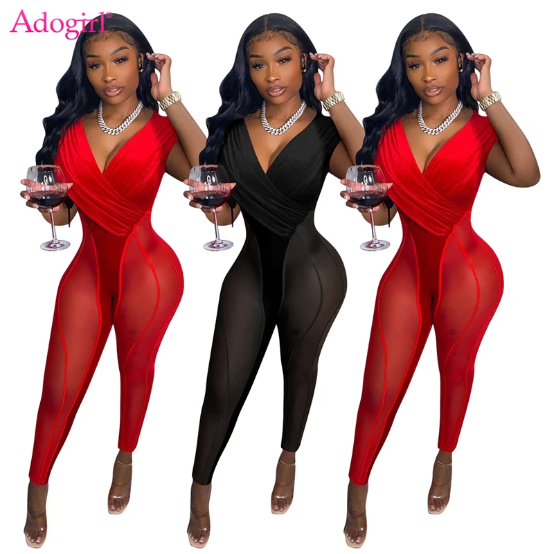 Adogirl Sheer Mesh Patchwork Velvet Jumpsuits for Women Wrap V Neck Sleeveless Sheath Night Club Party Outfits Sexy Overalls
Adogirl Sheer Mesh Patchwork Velvet Jumpsuits for Women Wrap V Neck Sleeveless Sheath Night Club Party Outfits Sexy Overalls