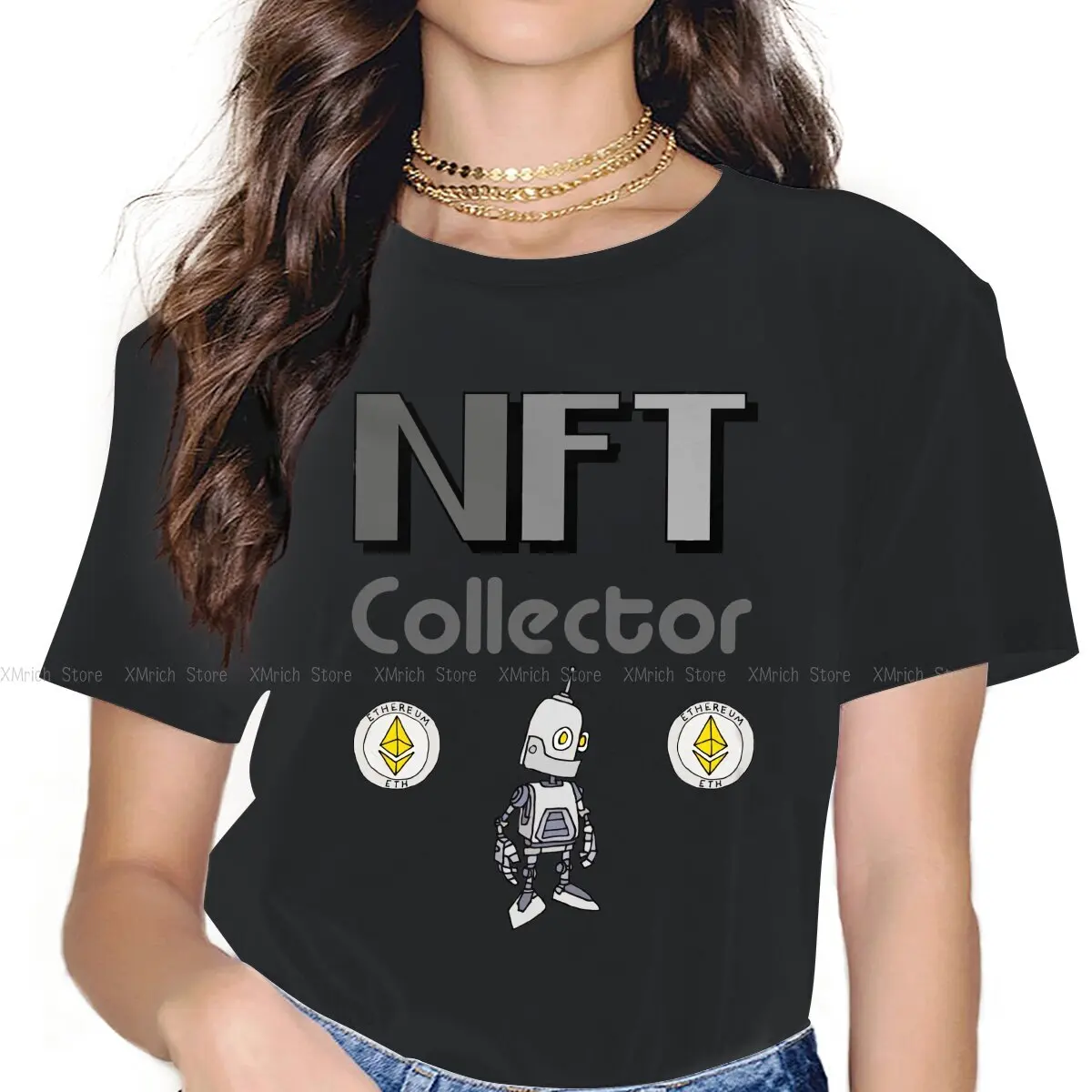 Funny Collector With Robot and Ether T-Shirt for Women Round Neck Pure Cotton T Shirt NFT Non Fungible Tokens Short Sleeve Tees
Funny Collector With Robot and Ether T-Shirt for Women Round Neck Pure Cotton T Shirt NFT Non Fungible Tokens Short Sleeve Tees