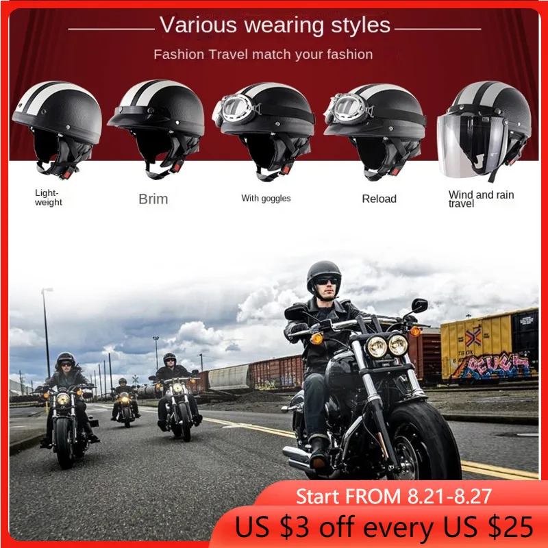 Hot Sell Multiple Colors Synthetic Leather vintage Motorcycle Motorbike Vespa Open Face Half Motor scooter Helmets & Goggles
Hot Sell Multiple Colors Synthetic Leather vintage Motorcycle Motorbike Vespa Open Face Half Motor scooter Helmets & Goggles
