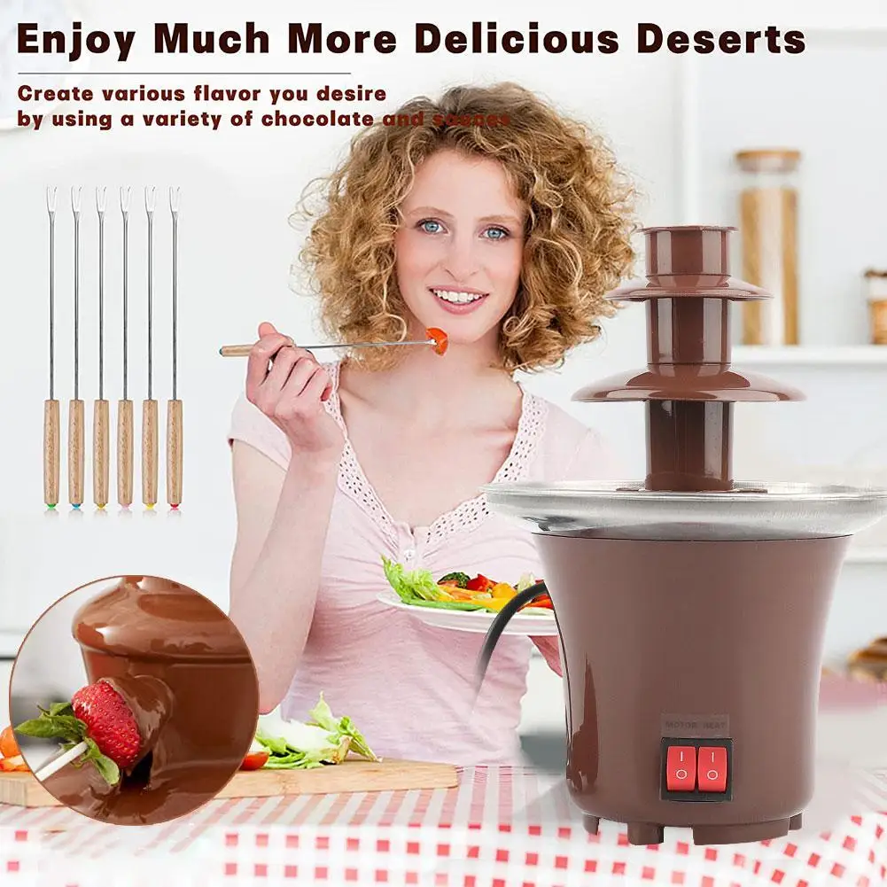 Mini Chocolate Fountain Three Layers Chocolate Melt With Heating Machine DIY Handmade Chocolate Melting Waterfall Party Props
Mini Chocolate Fountain Three Layers Chocolate Melt With Heating Machine DIY Handmade Chocolate Melting Waterfall Party Props