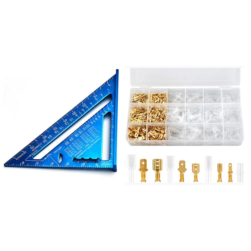 90 Degree Triple-Cornered Ruler Aluminum Alloy Angle Ruler Inch With 300-Piece Male And Female Cable Connector Set
90 Degree Triple-Cornered Ruler Aluminum Alloy Angle Ruler Inch With 300-Piece Male And Female Cable Connector Set