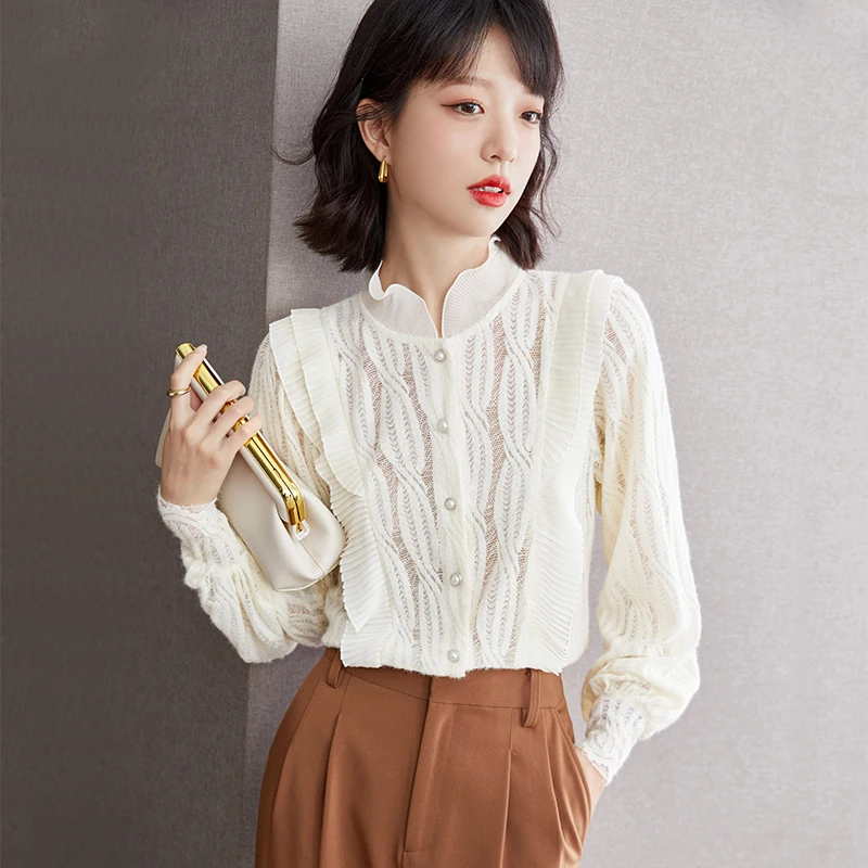 Solid Women's Shirts Summer 2023 New Lace Blouses Loose Casual Long Sleeves Ruffles Tops O-neck Ladies Clothing YCMYUNYAN
Solid Women's Shirts Summer 2023 New Lace Blouses Loose Casual Long Sleeves Ruffles Tops O-neck Ladies Clothing YCMYUNYAN