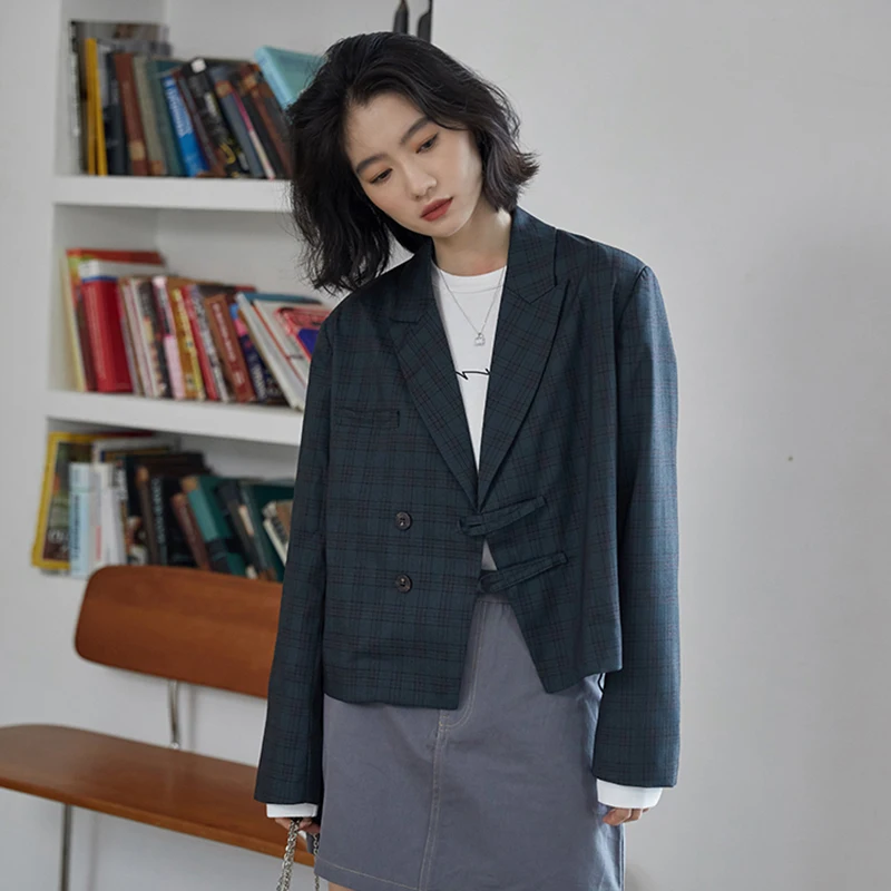 2022 Spring And Winter New Korean Loose Short Suit Top Women's Fashion Casual Dark Check Suit Coat
2022 Spring And Winter New Korean Loose Short Suit Top Women's Fashion Casual Dark Check Suit Coat