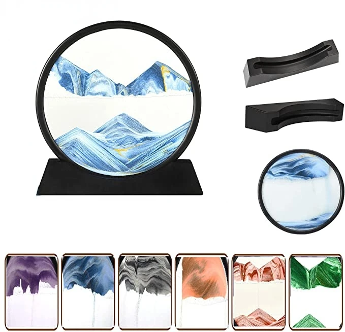 

3D art quicksand painting, desktop decoration, dynamic sand scene display stand, decompression glass hourglass, decorative gift.