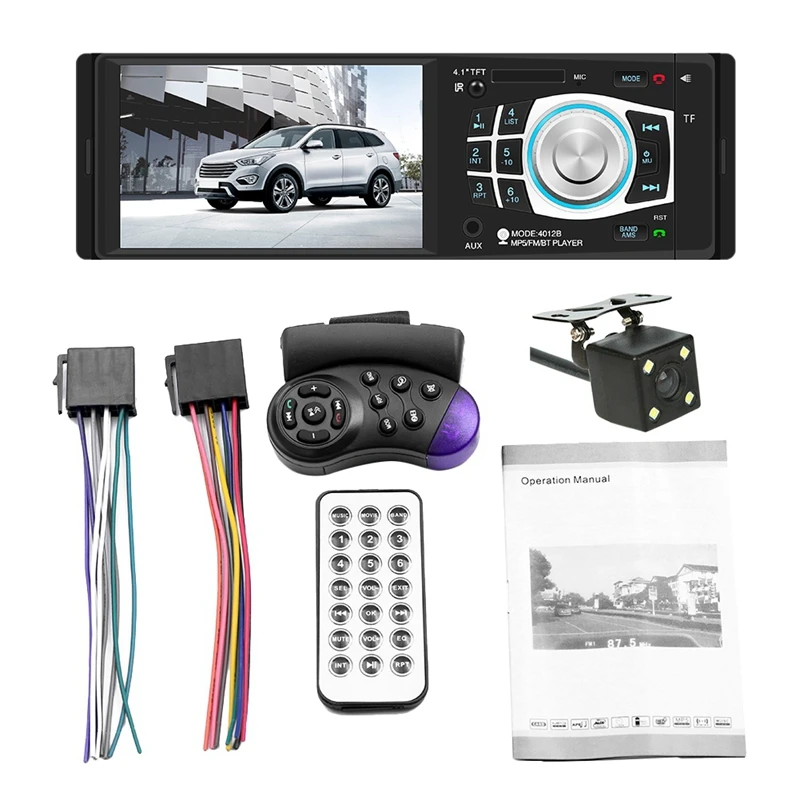 Автомагнитола с Bluetooth, mp5-плеер, автомобильное радио 4,1 дюйма, FM радио, 1 Din, радио, плеер с управлением рулевым колесом
Автомагнитола с Bluetooth, mp5-плеер, автомобильное радио 4,1 дюйма, FM радио, 1 Din, радио, плеер с управлением рулевым колесом