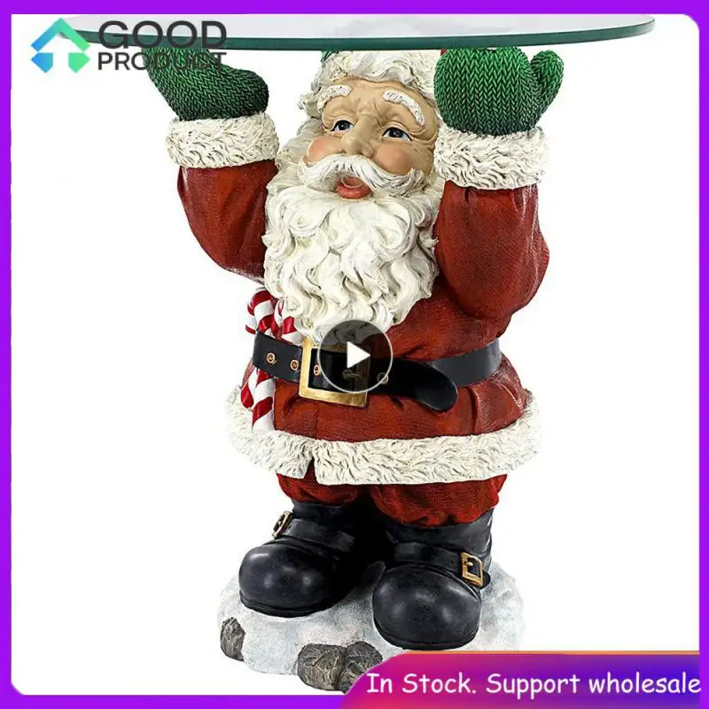 

Christmas Santa Claus Holding Tray Resin Christmas Decoration 2023 For Home Cake Dessert Stand Fruit Plate Wedding Navidad Gift