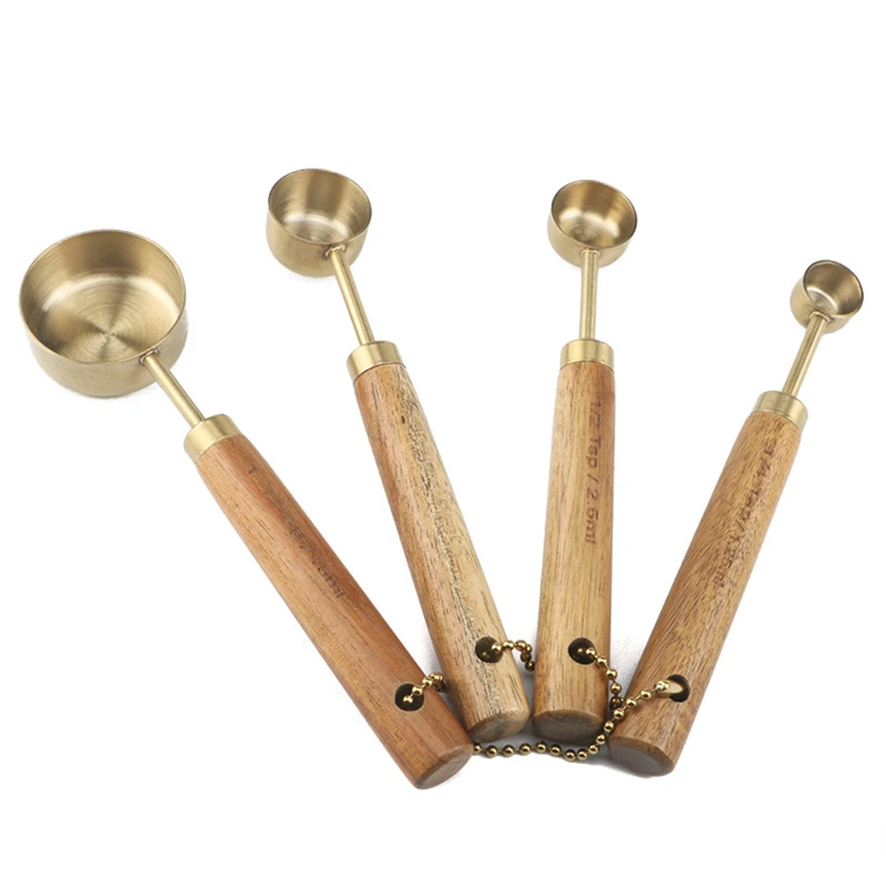 Measuring Spoons Set Copper Wood Handle Stainless Steel Measuring Cup Coffee Sugar Scoop Kitchen Baking Cooking Tool
Measuring Spoons Set Copper Wood Handle Stainless Steel Measuring Cup Coffee Sugar Scoop Kitchen Baking Cooking Tool
