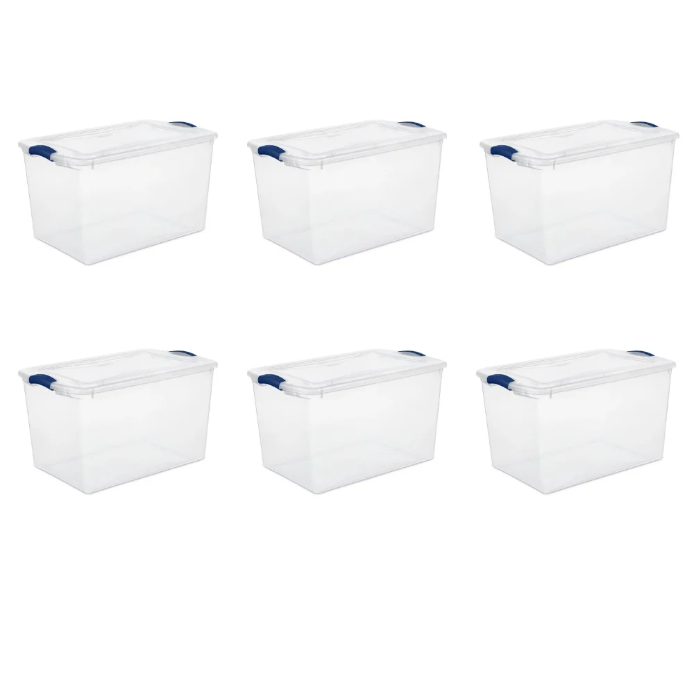 66 Quart. Latch Box Plastic Storage Box, Stadium Blue, Set of 6 Plastic Stackable Storage Bin with Clear Latch Lid
66 Quart. Latch Box Plastic Storage Box, Stadium Blue, Set of 6 Plastic Stackable Storage Bin with Clear Latch Lid