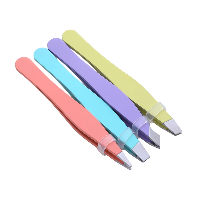 

4pc Stainless Steel Eyebrow Tweezer Face Hair Removal Tweezers Colorful Makeup Eyelash Tweezer Eye Brow Clips Makeup Tools