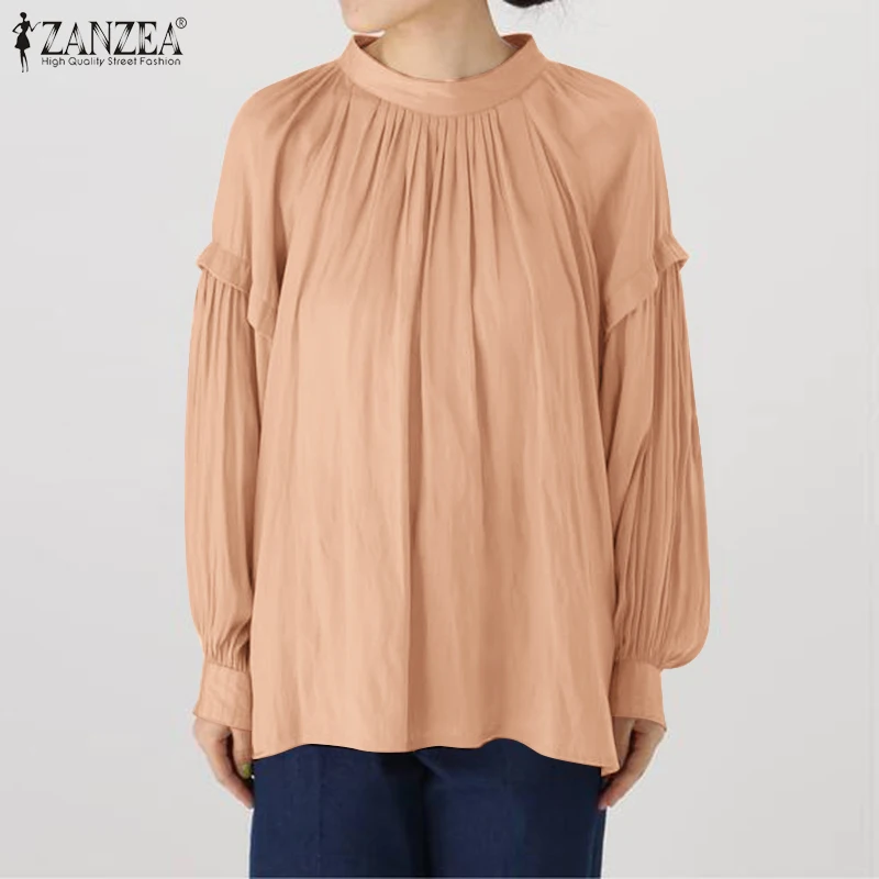 Ruffle Blouse ZANZEA Casual Solid O Neck Shirt Spring Full Lantern Sleeve Chemise Fashion Women Loose Office Tunic Tops Female 
Ruffle Blouse ZANZEA Casual Solid O Neck Shirt Spring Full Lantern Sleeve Chemise Fashion Women Loose Office Tunic Tops Female