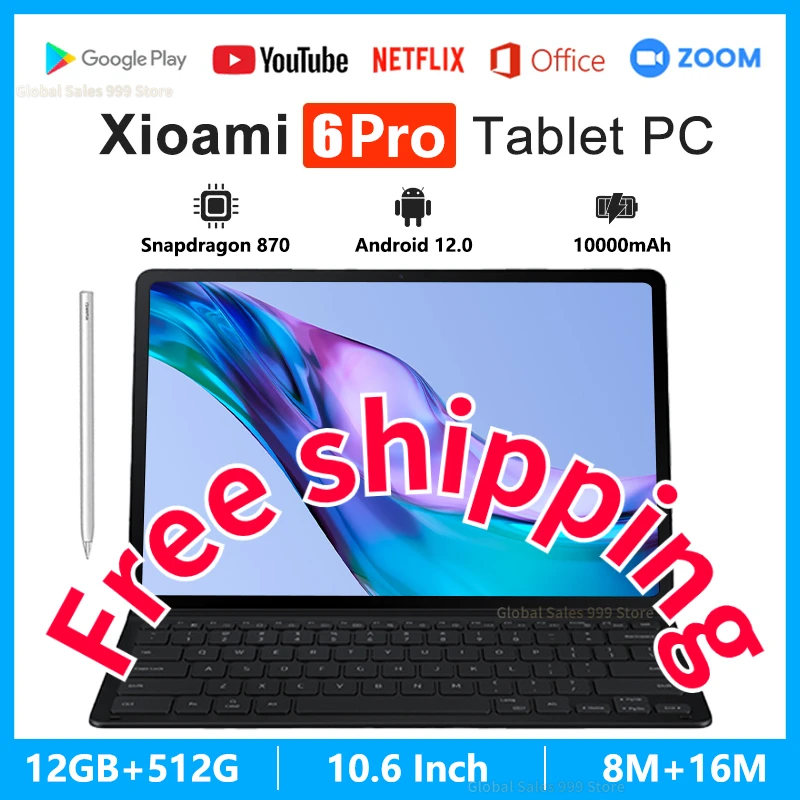 New Original Global Version Pad 6 Pro Tablet 12GB+512GB Snapdragon 870 Android 12 Tablette PC 5G Dual SIM Card WIFI HD 4K Tablet
New Original Global Version Pad 6 Pro Tablet 12GB+512GB Snapdragon 870 Android 12 Tablette PC 5G Dual SIM Card WIFI HD 4K Tablet