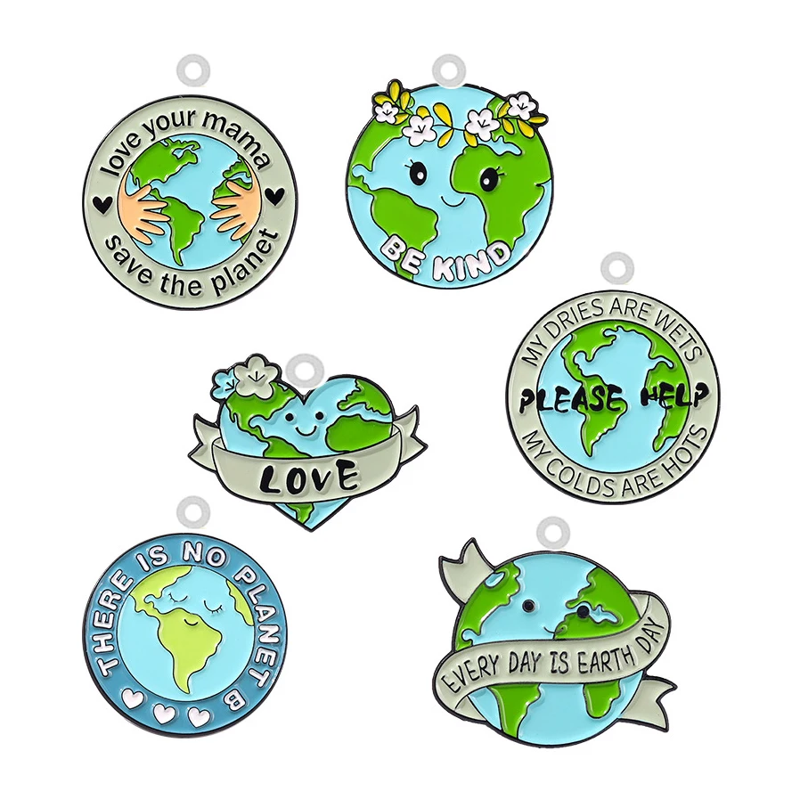 

10PCS Planet Acrylic Dangle Charms 22MM Be Kind Protect Earth Epoxy Charm For Earrings Bracelets Keychain Jewelry Animation