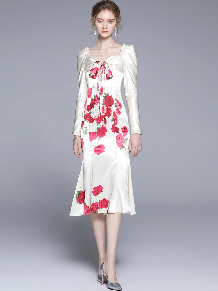 Runway Elegant Rose Flower Satin Mermaid Dress 2022 Spring Long Sleeve Formal Party Bodycon Midi Fishtail Dresses
Runway Elegant Rose Flower Satin Mermaid Dress 2022 Spring Long Sleeve Formal Party Bodycon Midi Fishtail Dresses
