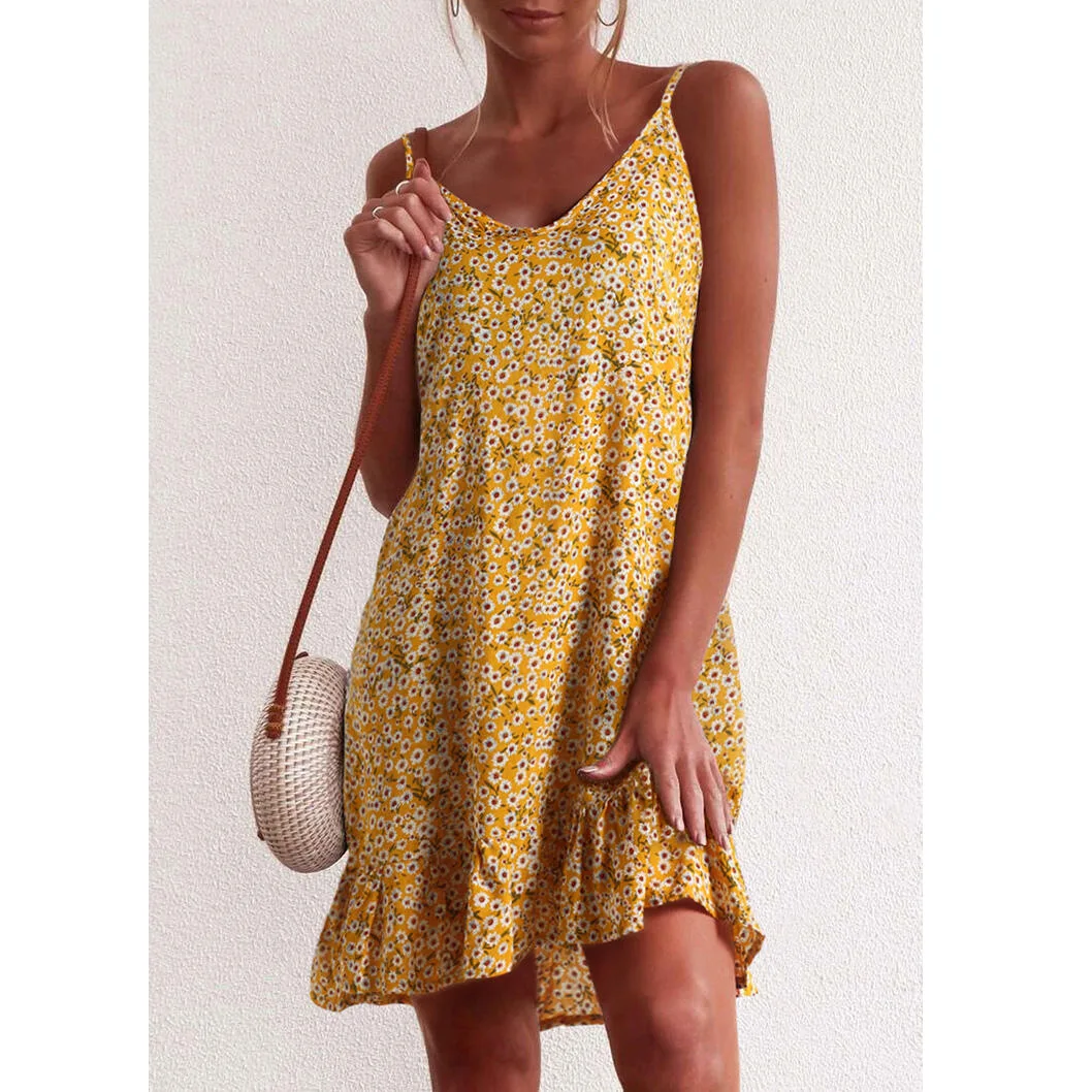 2022 Summer Women's Dress Ruffle Floral Dress Wave Beach Chiffon Sleeveless Sling Dress Print Flowy Fashion Boho Party Dress
2022 Summer Women's Dress Ruffle Floral Dress Wave Beach Chiffon Sleeveless Sling Dress Print Flowy Fashion Boho Party Dress