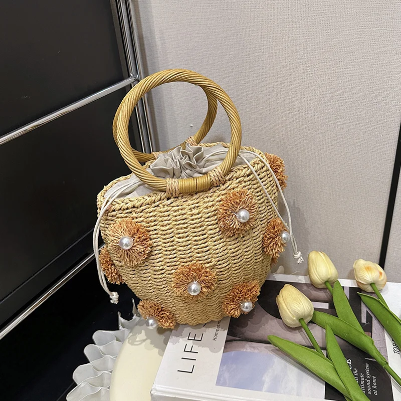 Summer Straw Bag For Women Woven Ring Handmade Handbag Flower design Lady Tote Vacation Beach Bag Rattan Shoulder Bag Bucket bag
Summer Straw Bag For Women Woven Ring Handmade Handbag Flower design Lady Tote Vacation Beach Bag Rattan Shoulder Bag Bucket bag