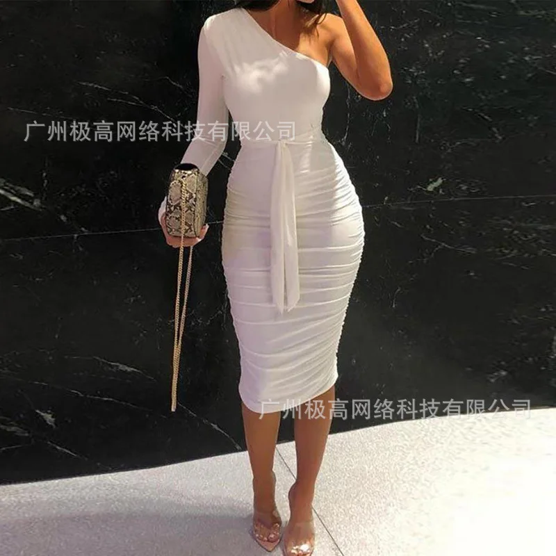 Sexy One Shoulder Elegant Dresses For Women 2022 Spring Summer New Body-con Long Sleeve Ruched Wrap Femme Dress
Sexy One Shoulder Elegant Dresses For Women 2022 Spring Summer New Body-con Long Sleeve Ruched Wrap Femme Dress