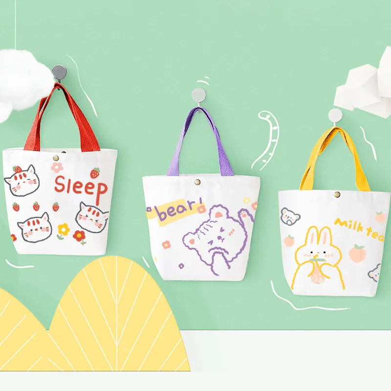 Female Student Mini Handbag Cute Bear Cartoon Print Square Bag Casual Street Shopping Canvas Tote Bags for Girls
Female Student Mini Handbag Cute Bear Cartoon Print Square Bag Casual Street Shopping Canvas Tote Bags for Girls