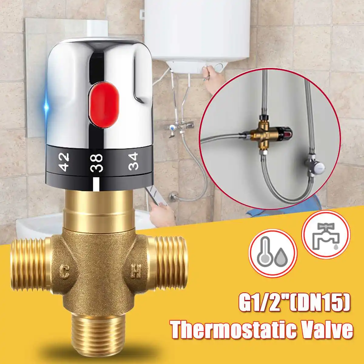 NEW Brass Pipe Thermostat Faucet Thermostatic Mixing Valve 3-Way Brass Mixing Valve Bathroom Water Temperature Control Faucet
NEW Brass Pipe Thermostat Faucet Thermostatic Mixing Valve 3-Way Brass Mixing Valve Bathroom Water Temperature Control Faucet